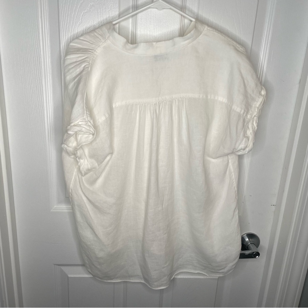 AYR 100% Linen Cap Sleeve Boxy Blouse the Flow? in White Oversized M - Picture 3 of 10